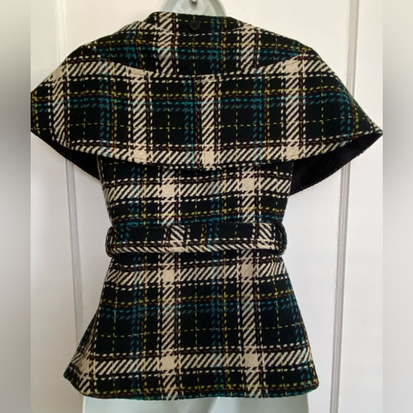 SOLD! Cejon Vest Capelet jacket layer piece houndstooth plaid new with tags Sz S - Picture 6 of 12